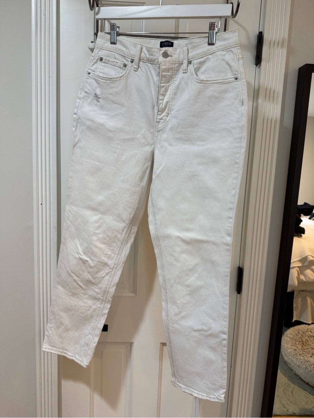 J. Crew White High-Rise Straight-Leg Jeans